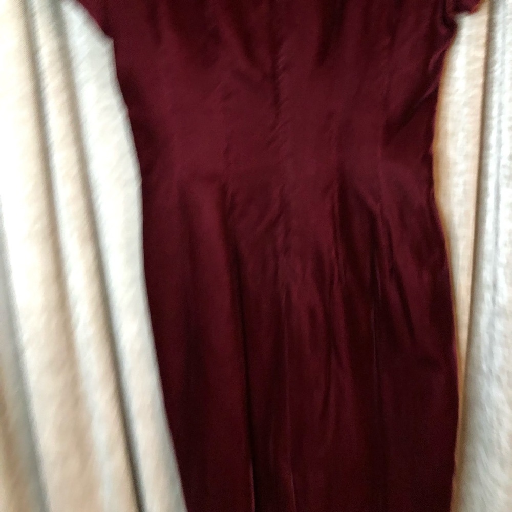 Vintage Liz Claiborne Dresses Burgundy Red Velvet Sweetheart Neckline Dress 10 - Picture 14 of 16